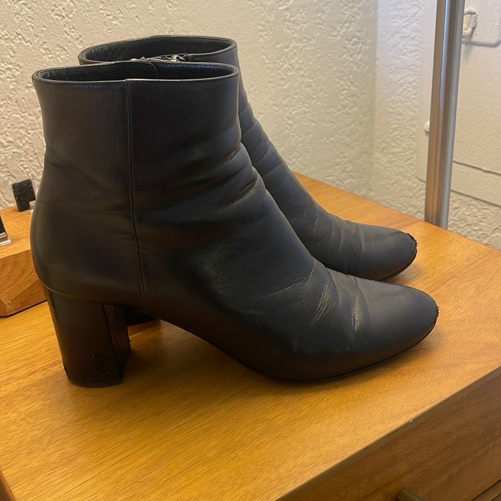 Vintage YSL y2k boots yves saint Laurent black leather ankle booties round toe